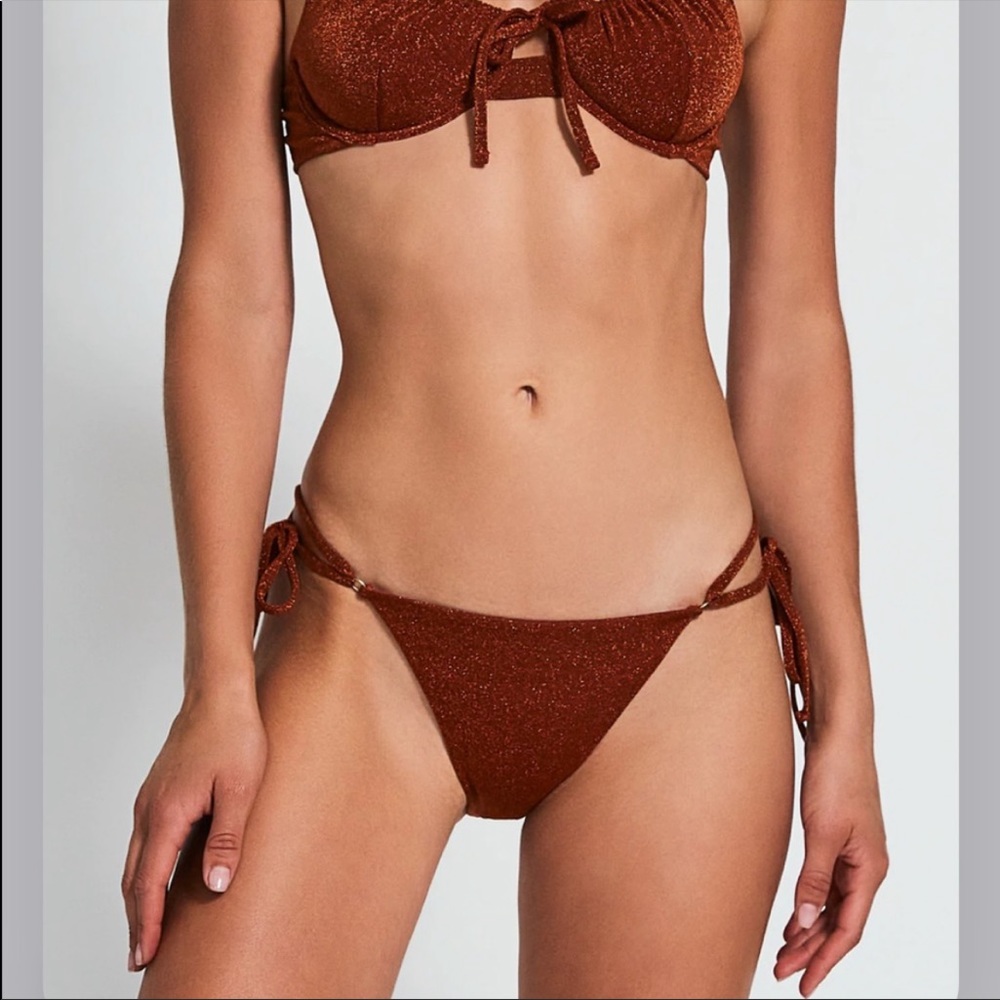 DEVON WINDSOR Sparkling Rust Brown Tie-Side Bikini